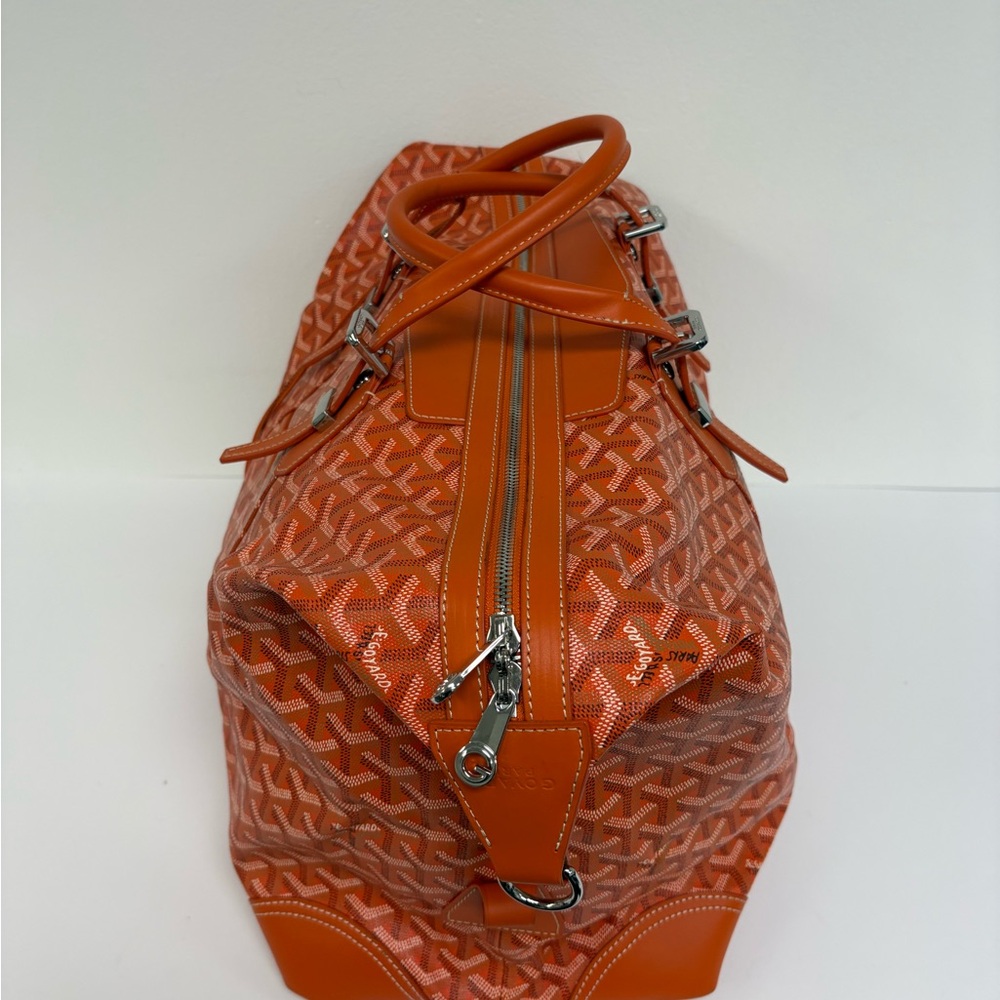 Goyard Orange Patterned Duffel with Leather Trim - Picture 3 of 4